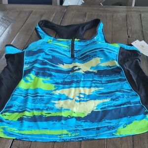 Blue and Yellow Racerback Tank Top